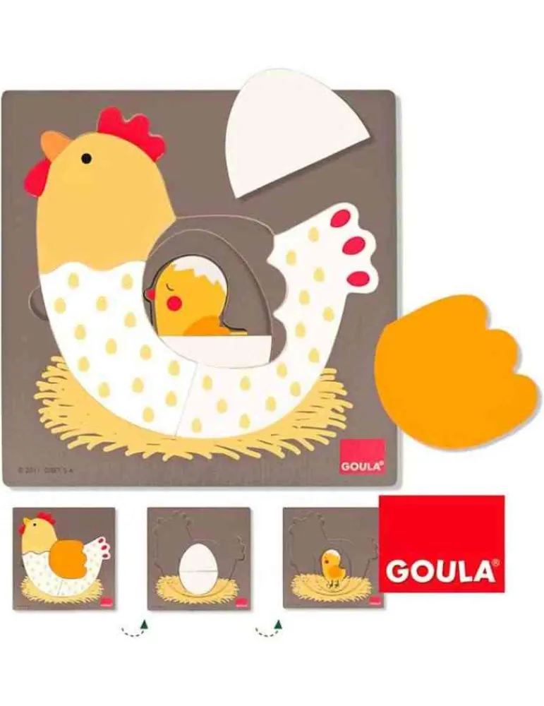 Goula Puzzle poule trois niveaux - - jeu éveil Montessori Cheap