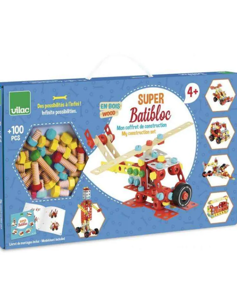 Vilac Super Batibloc - - Jeu de Construction Éducatif en Bois Discount